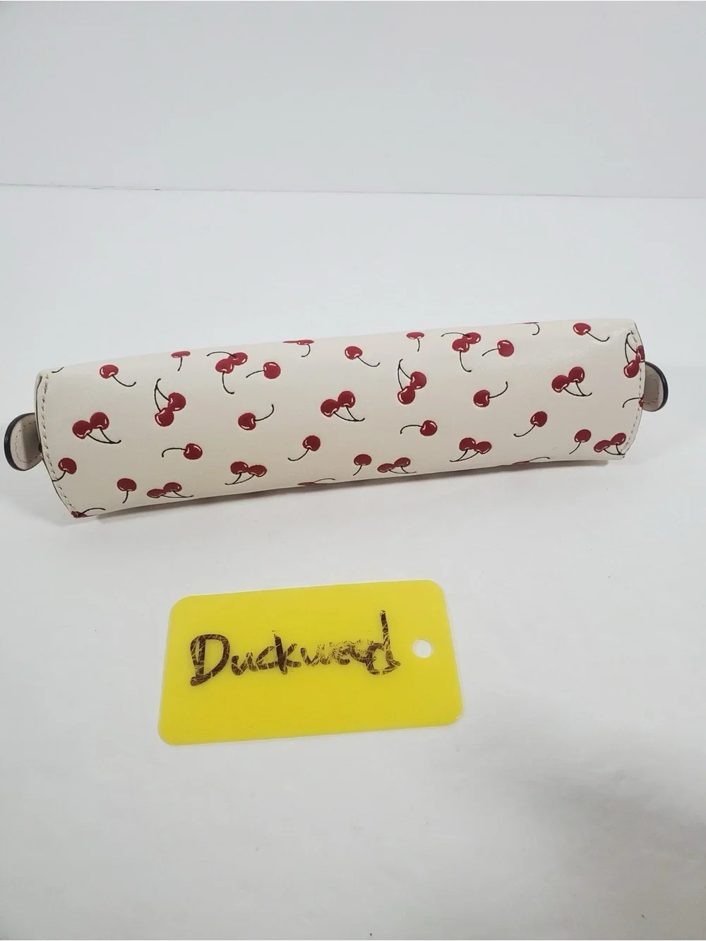 New Coach Cherry Print Pencil Case CFA45 Gold/Chalk Multi